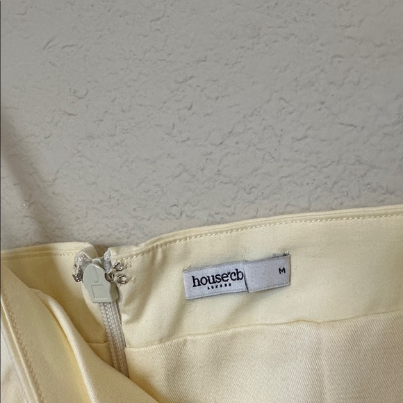 House of CB‎ DOLLY Lemon Stretch Cotton A-Line Midi Sundress light yellow NWOT M - Picture 3 of 10
